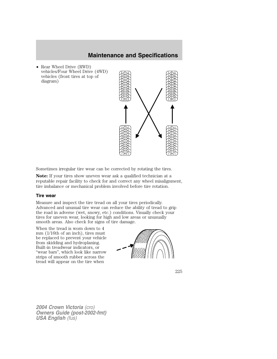 Maintenance and specifications | FORD 2004 Crown Victoria v.1 User Manual | Page 225 / 248