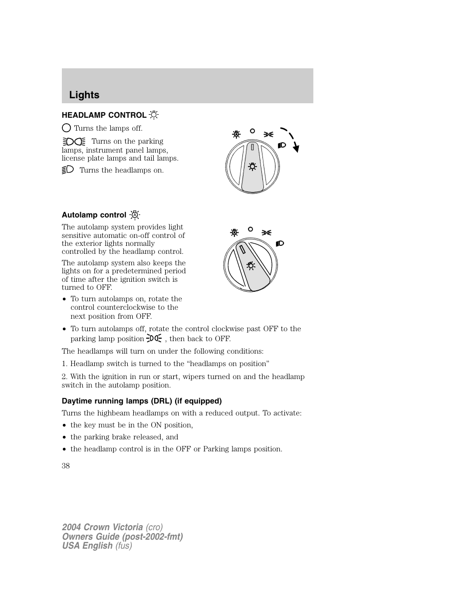 Lights | FORD 2004 Crown Victoria v.1 User Manual | Page 38 / 248