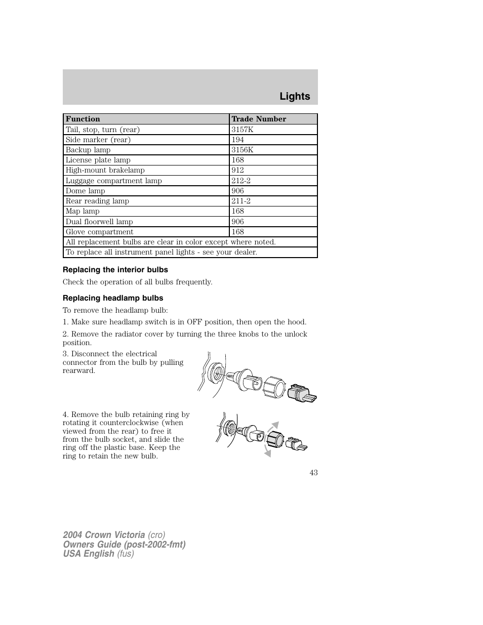 Lights | FORD 2004 Crown Victoria v.1 User Manual | Page 43 / 248