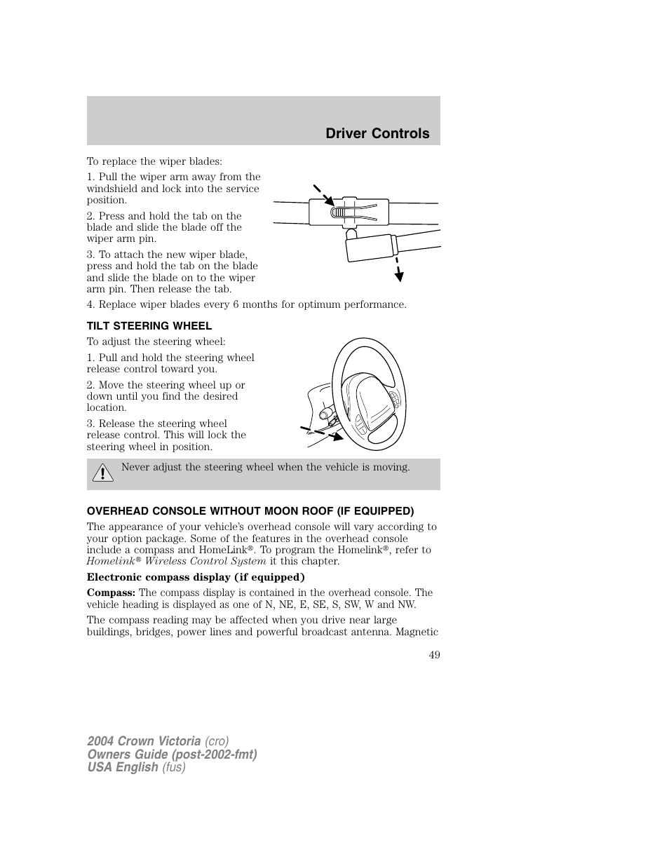 Driver controls | FORD 2004 Crown Victoria v.1 User Manual | Page 49 / 248