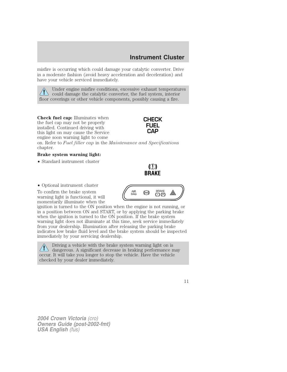 FORD 2004 Crown Victoria v.2 User Manual | Page 11 / 248