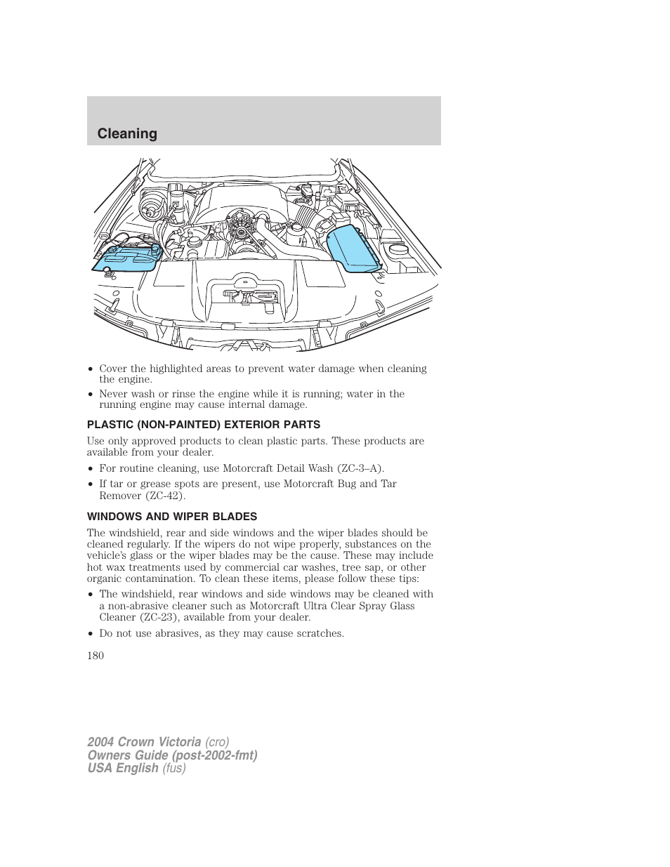 Cleaning | FORD 2004 Crown Victoria v.2 User Manual | Page 180 / 248