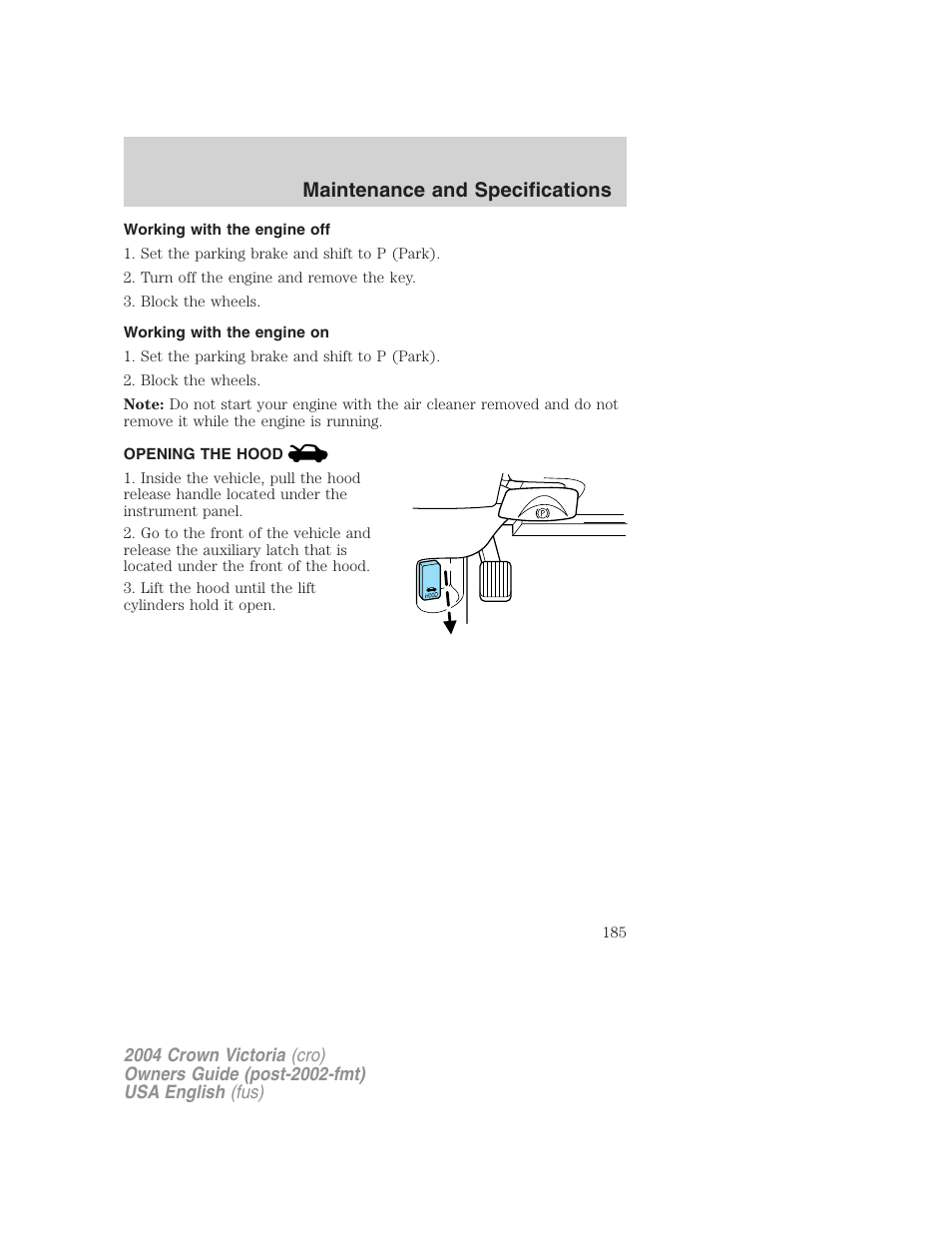 Maintenance and specifications | FORD 2004 Crown Victoria v.2 User Manual | Page 185 / 248