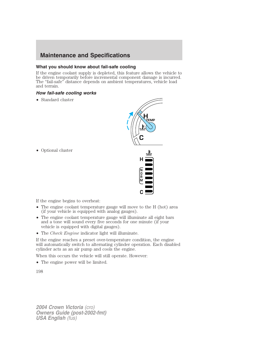 Maintenance and specifications | FORD 2004 Crown Victoria v.2 User Manual | Page 198 / 248