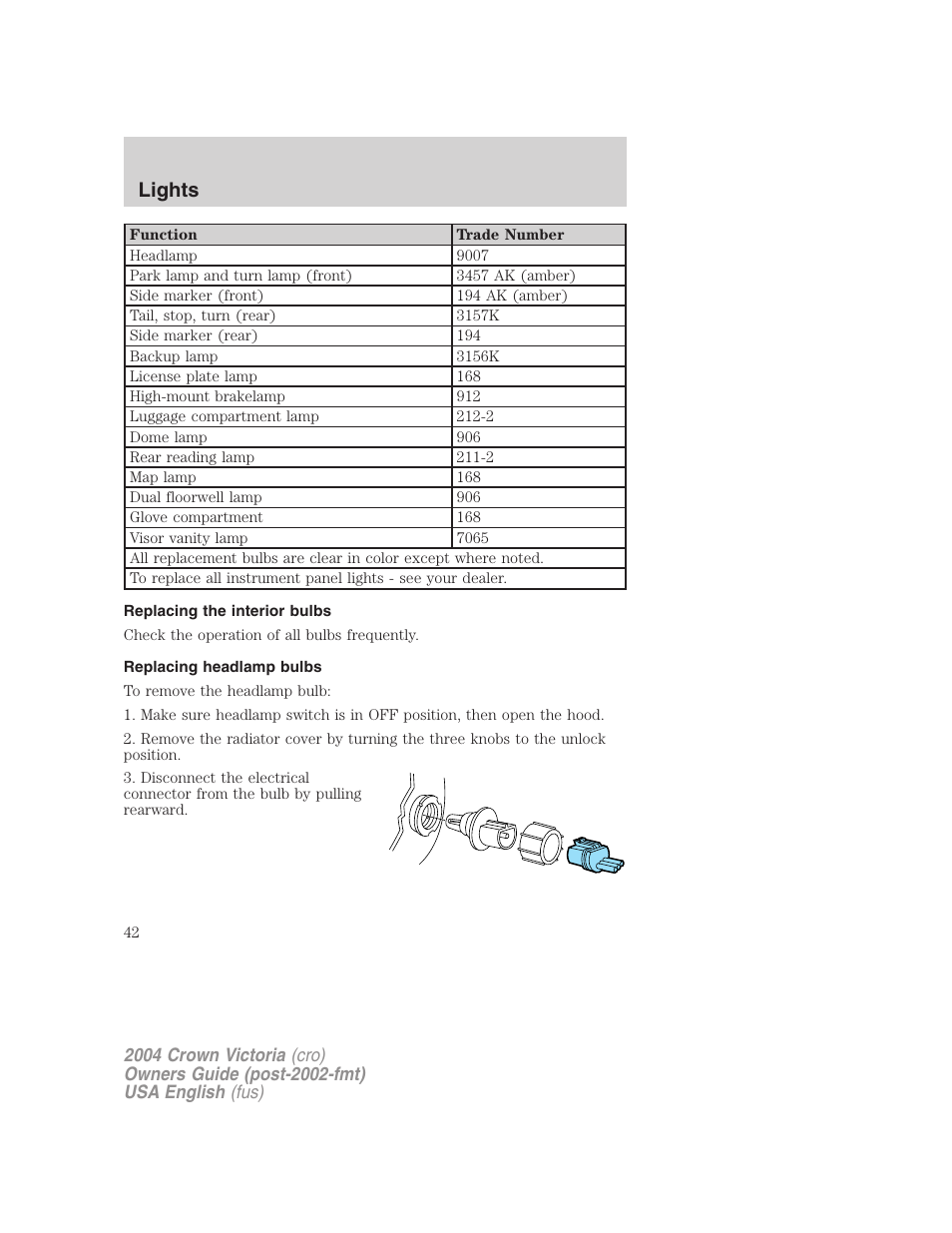 Lights | FORD 2004 Crown Victoria v.2 User Manual | Page 42 / 248