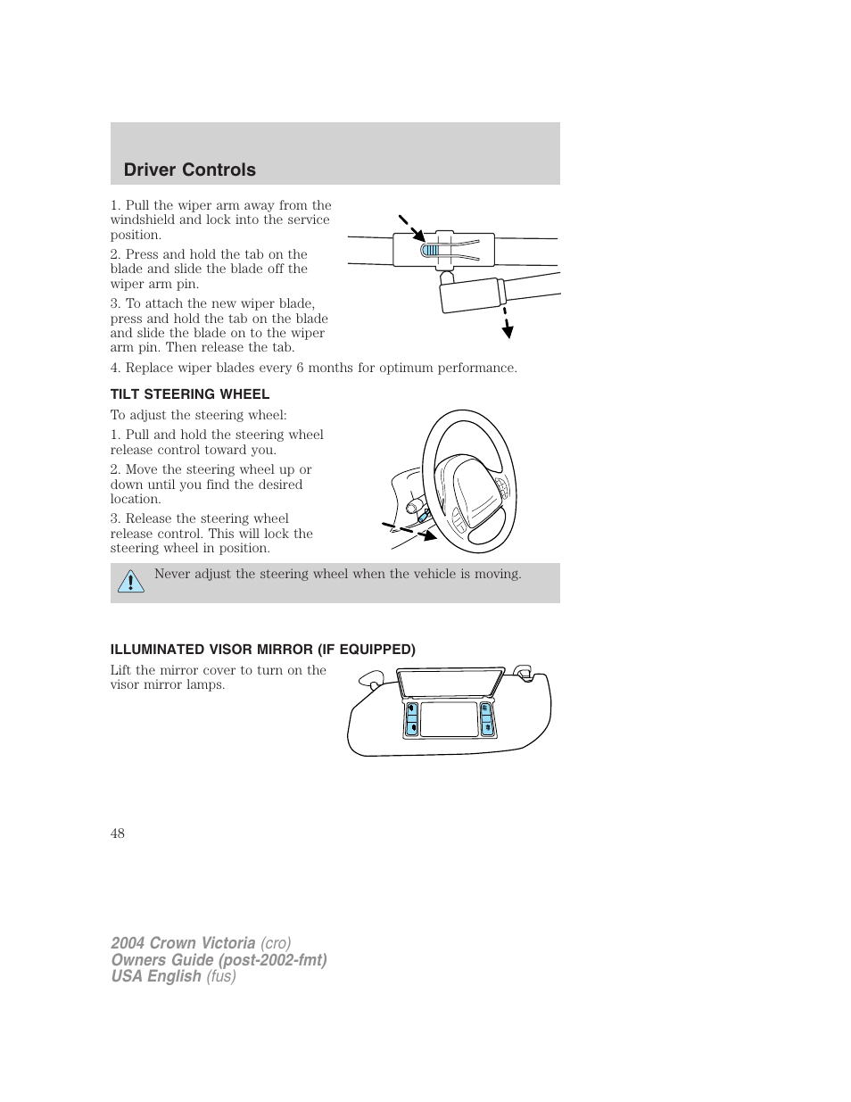 Driver controls | FORD 2004 Crown Victoria v.2 User Manual | Page 48 / 248