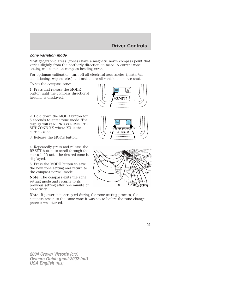 Driver controls | FORD 2004 Crown Victoria v.2 User Manual | Page 51 / 248