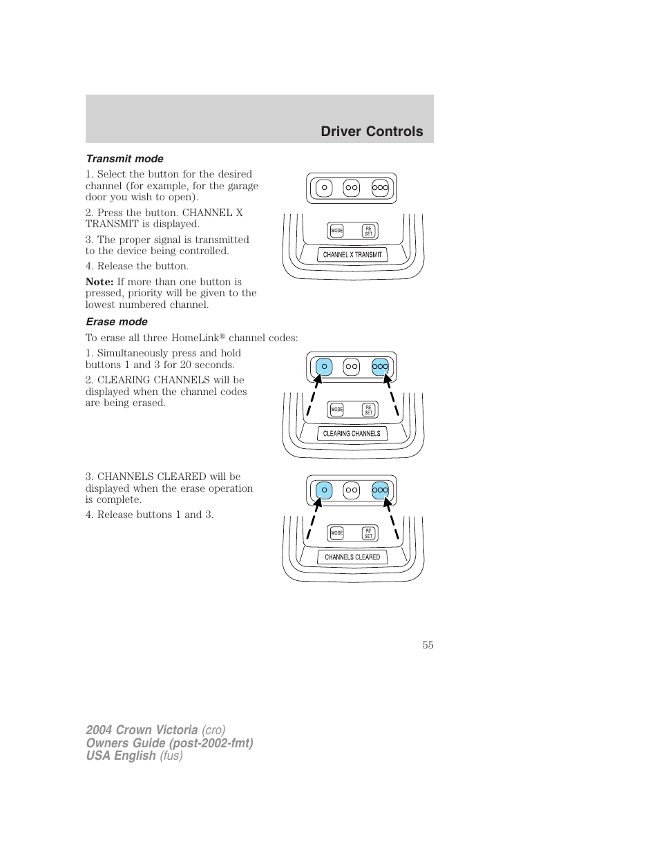 Driver controls | FORD 2004 Crown Victoria v.2 User Manual | Page 55 / 248