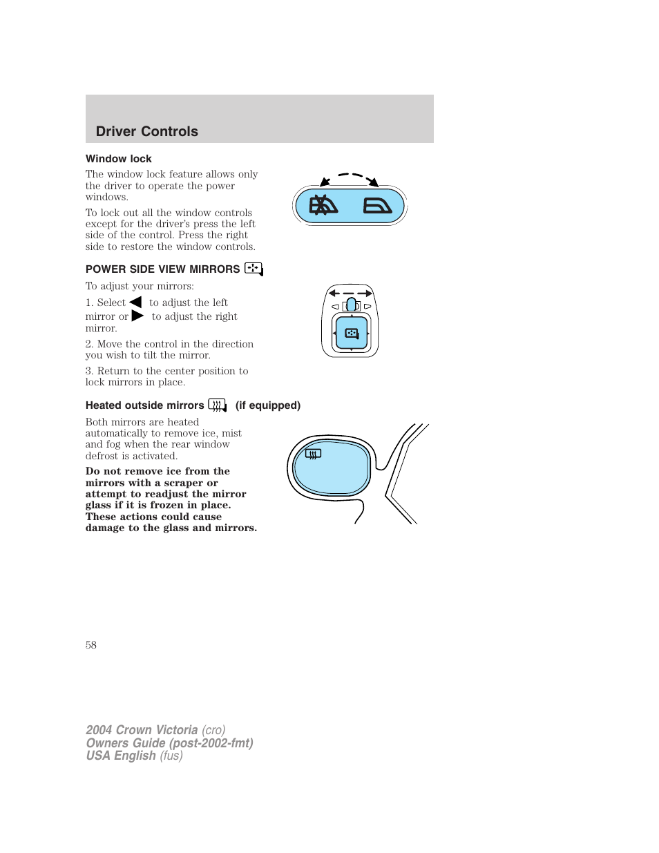 Driver controls | FORD 2004 Crown Victoria v.2 User Manual | Page 58 / 248