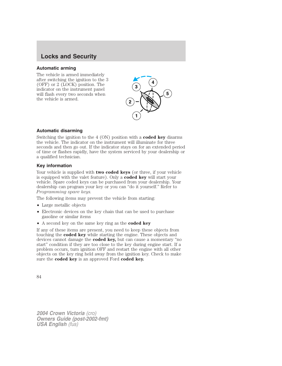 Locks and security | FORD 2004 Crown Victoria v.2 User Manual | Page 84 / 248