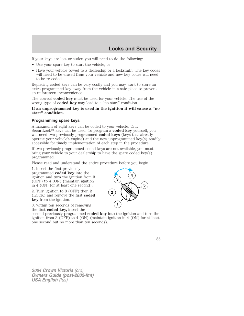 Locks and security | FORD 2004 Crown Victoria v.2 User Manual | Page 85 / 248