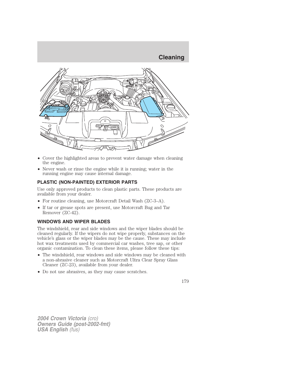 Cleaning | FORD 2004 Crown Victoria v.3 User Manual | Page 179 / 248