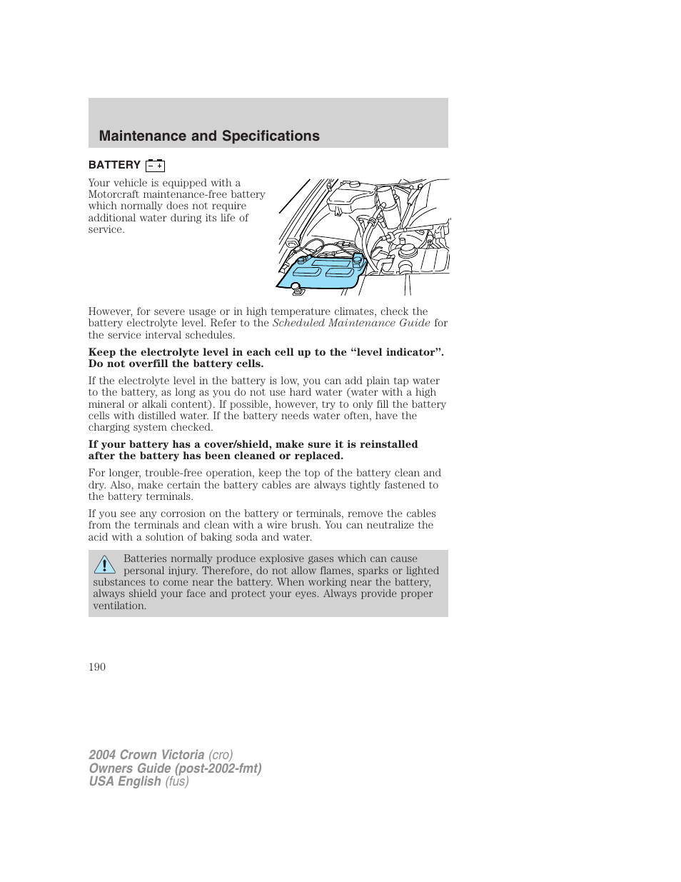 Maintenance and specifications | FORD 2004 Crown Victoria v.3 User Manual | Page 190 / 248