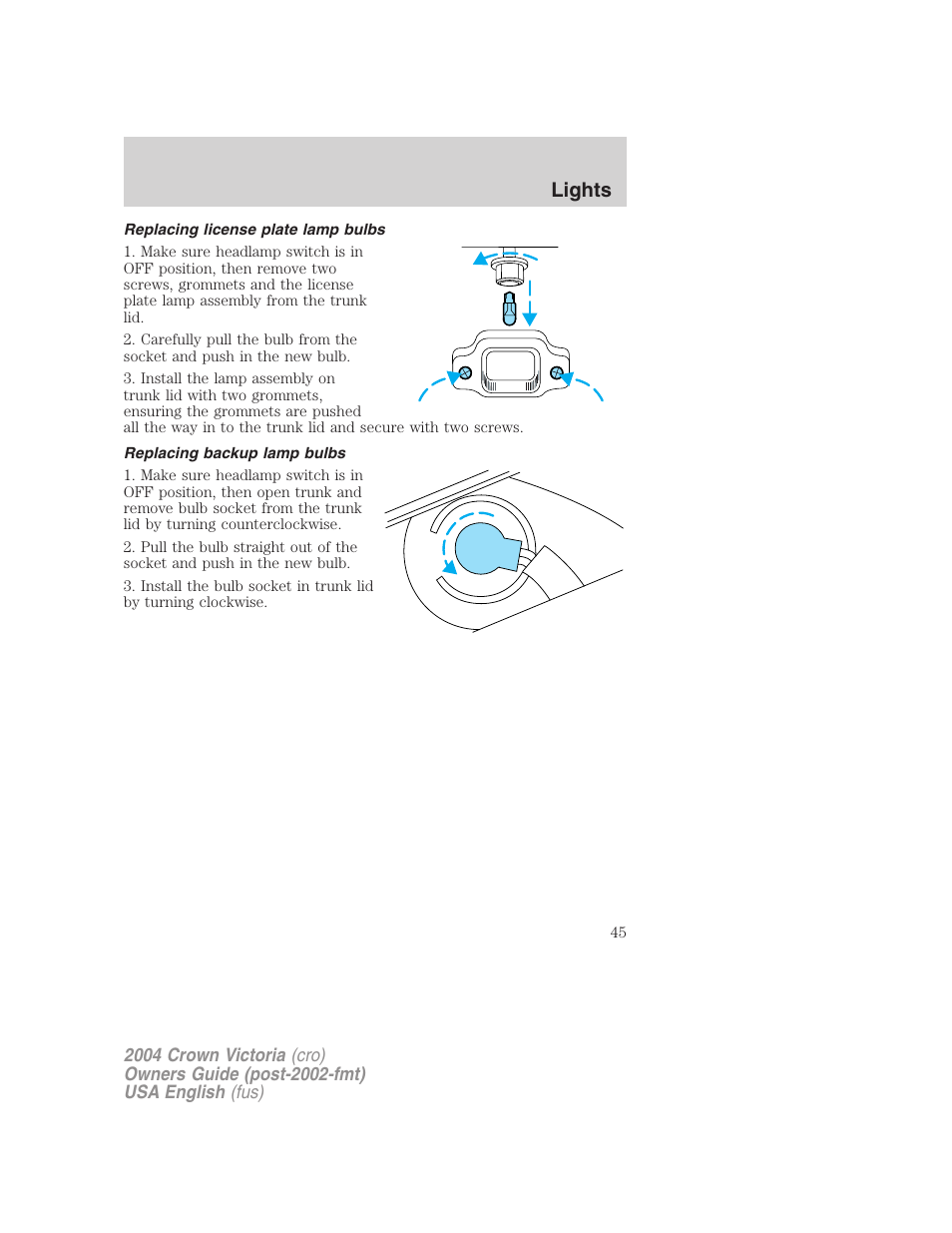 Lights | FORD 2004 Crown Victoria v.3 User Manual | Page 45 / 248