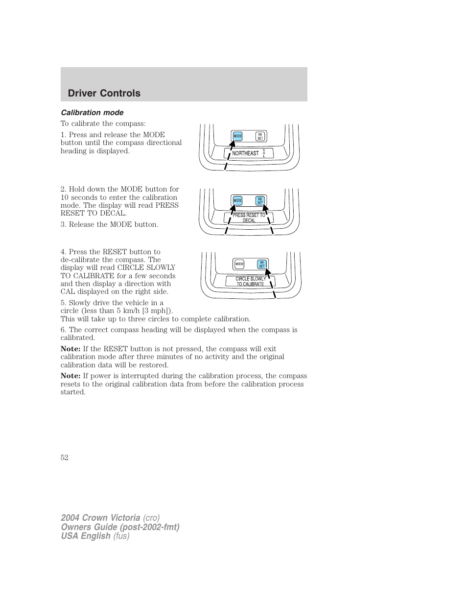 Driver controls | FORD 2004 Crown Victoria v.3 User Manual | Page 52 / 248