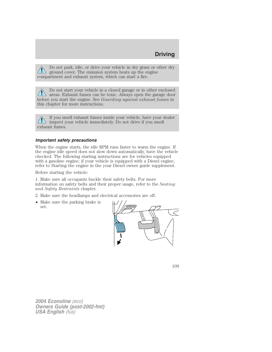 Driving | FORD 2004 E-450 v.1 User Manual | Page 109 / 240