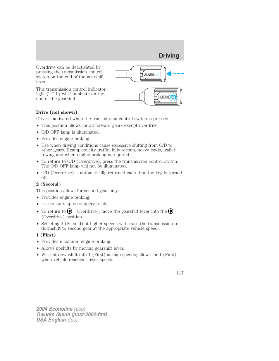 Driving | FORD 2004 E-450 v.1 User Manual | Page 117 / 240