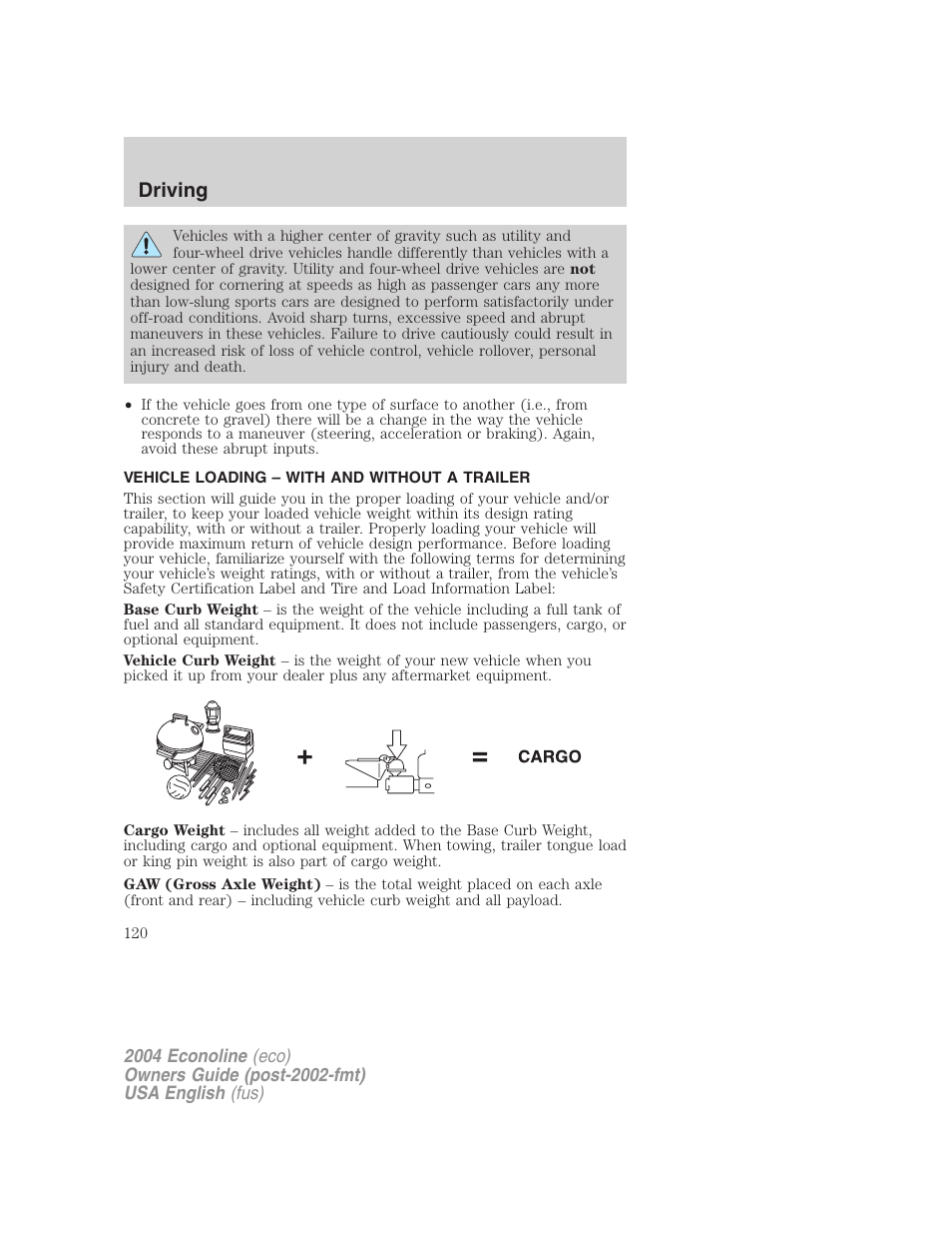 Driving | FORD 2004 E-450 v.1 User Manual | Page 120 / 240