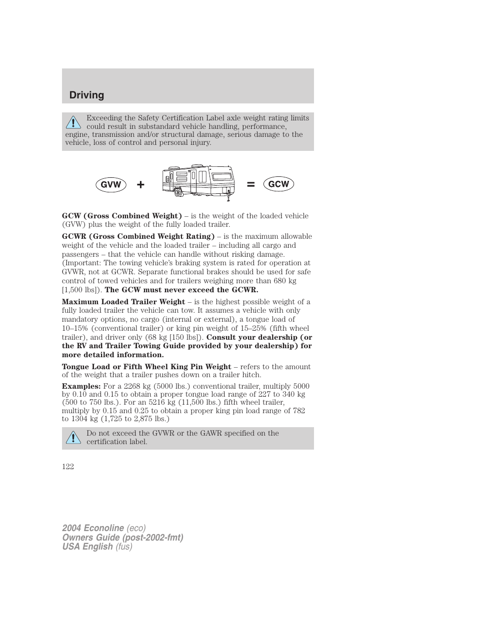 Driving | FORD 2004 E-450 v.1 User Manual | Page 122 / 240