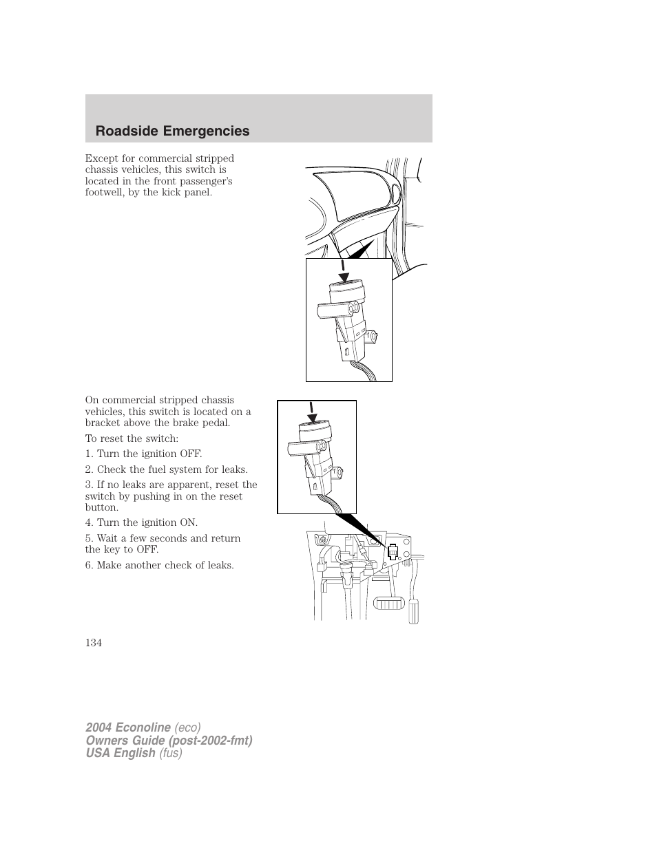 Roadside emergencies | FORD 2004 E-450 v.1 User Manual | Page 134 / 240