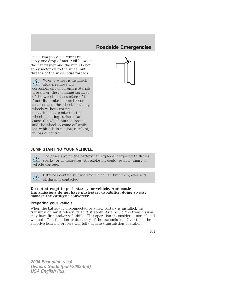 Roadside emergencies | FORD 2004 E-450 v.1 User Manual | Page 151 / 240