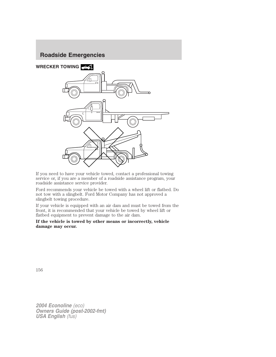 Roadside emergencies | FORD 2004 E-450 v.1 User Manual | Page 156 / 240