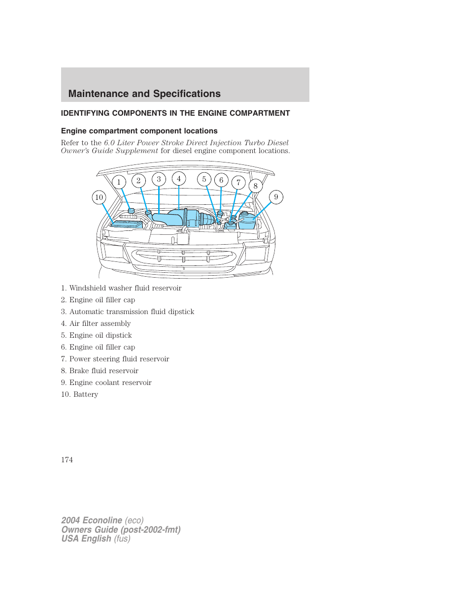 Maintenance and specifications | FORD 2004 E-450 v.1 User Manual | Page 174 / 240