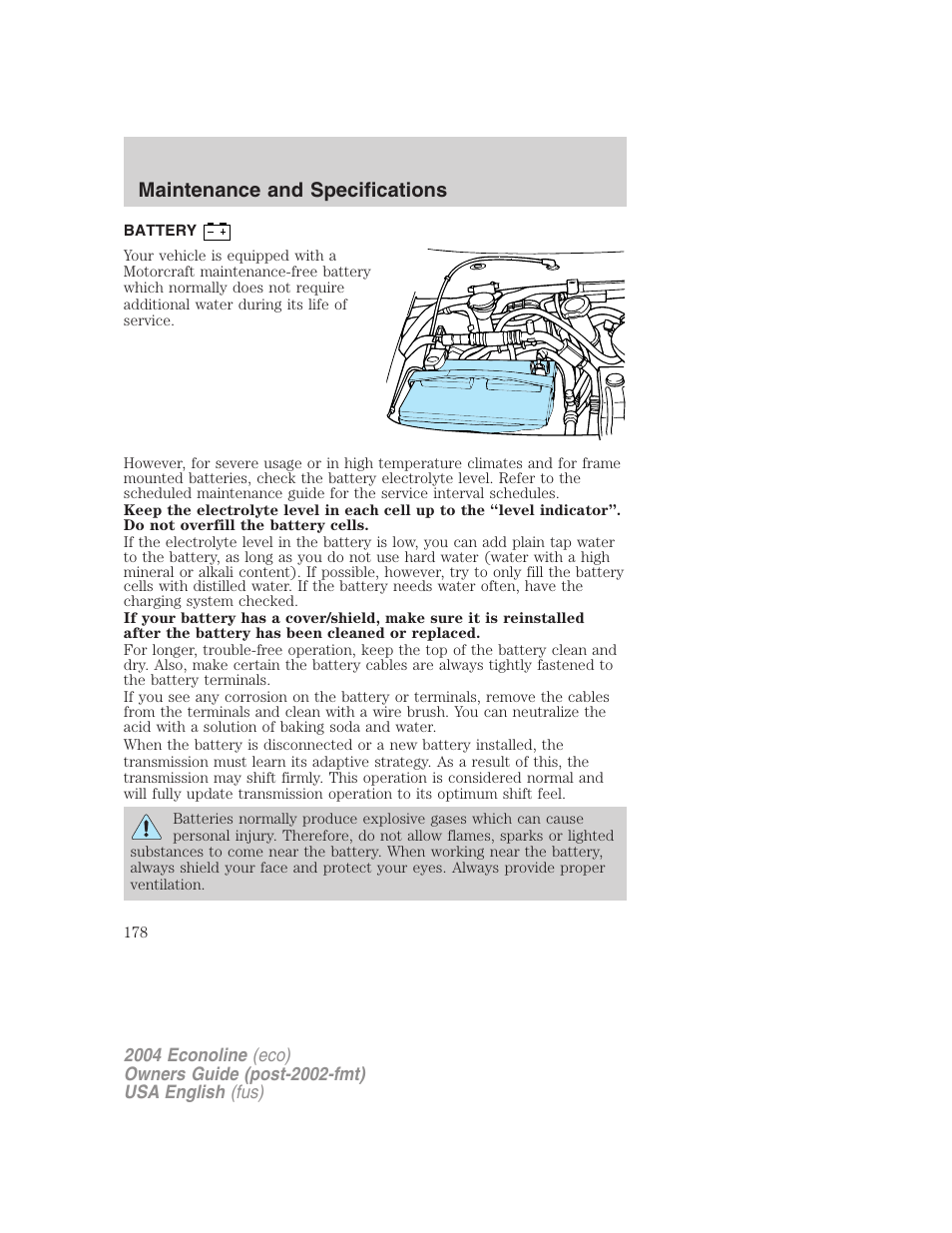 Maintenance and specifications | FORD 2004 E-450 v.1 User Manual | Page 178 / 240