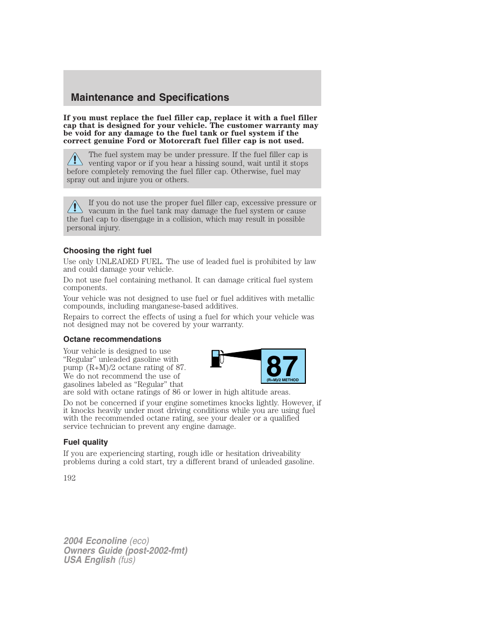 FORD 2004 E-450 v.1 User Manual | Page 192 / 240