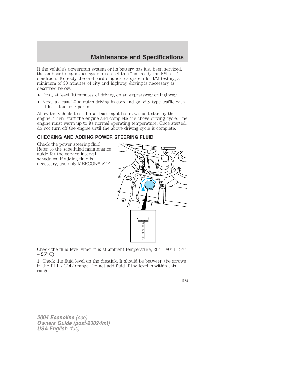 Maintenance and specifications | FORD 2004 E-450 v.1 User Manual | Page 199 / 240