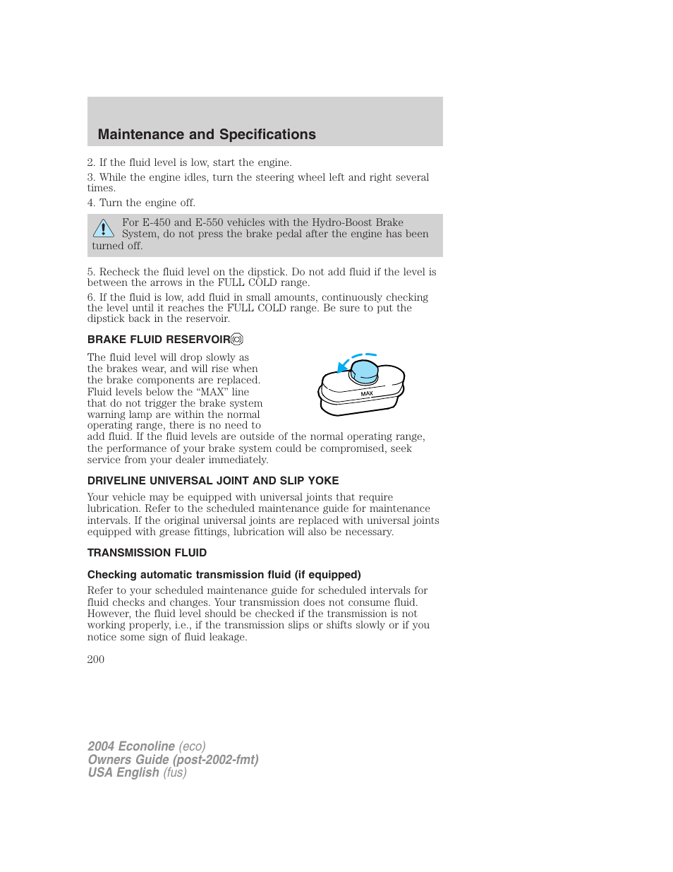 Maintenance and specifications | FORD 2004 E-450 v.1 User Manual | Page 200 / 240