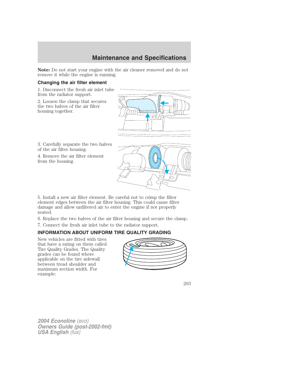 Maintenance and specifications | FORD 2004 E-450 v.1 User Manual | Page 203 / 240