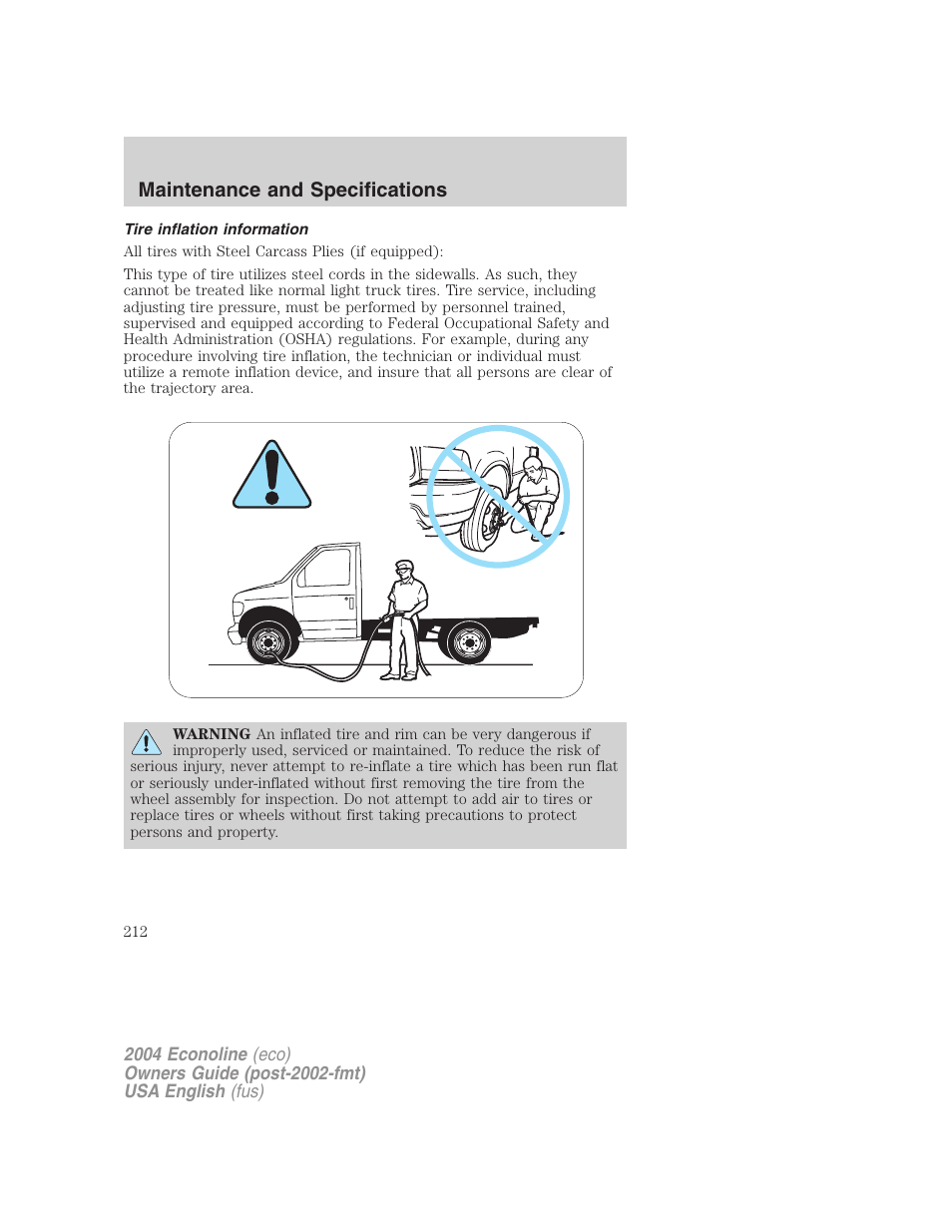 Maintenance and specifications | FORD 2004 E-450 v.1 User Manual | Page 212 / 240