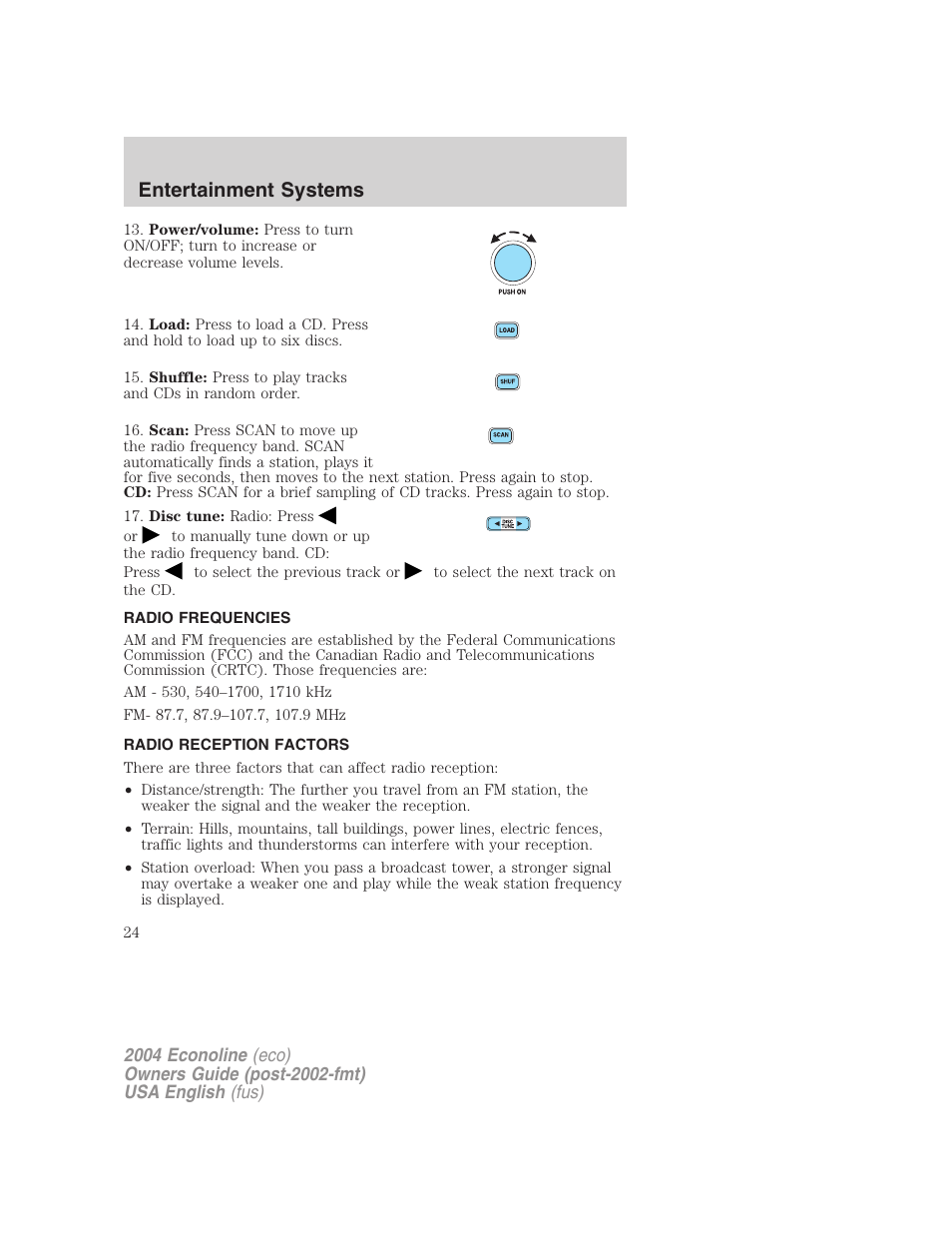 Entertainment systems | FORD 2004 E-450 v.1 User Manual | Page 24 / 240