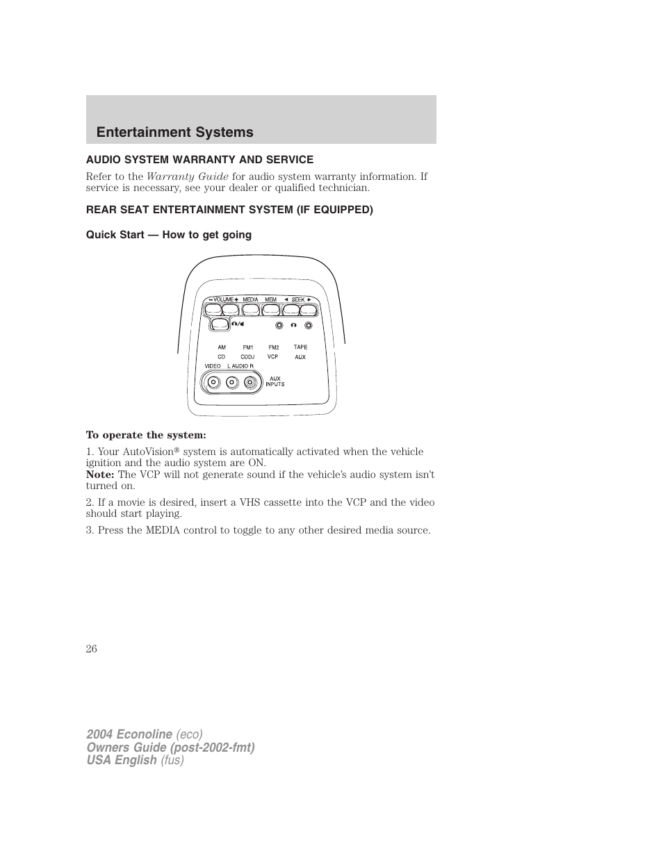 Entertainment systems | FORD 2004 E-450 v.1 User Manual | Page 26 / 240