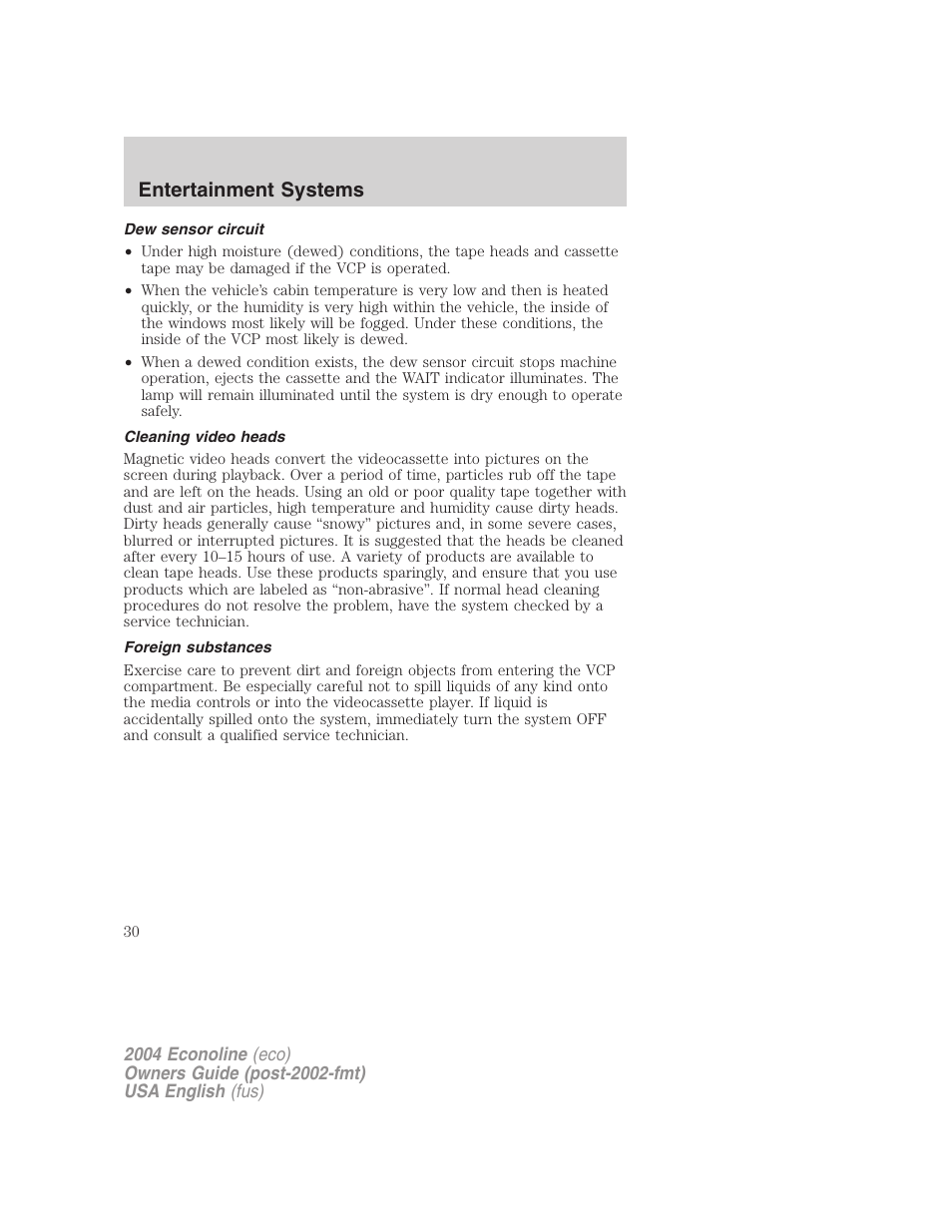 Entertainment systems | FORD 2004 E-450 v.1 User Manual | Page 30 / 240