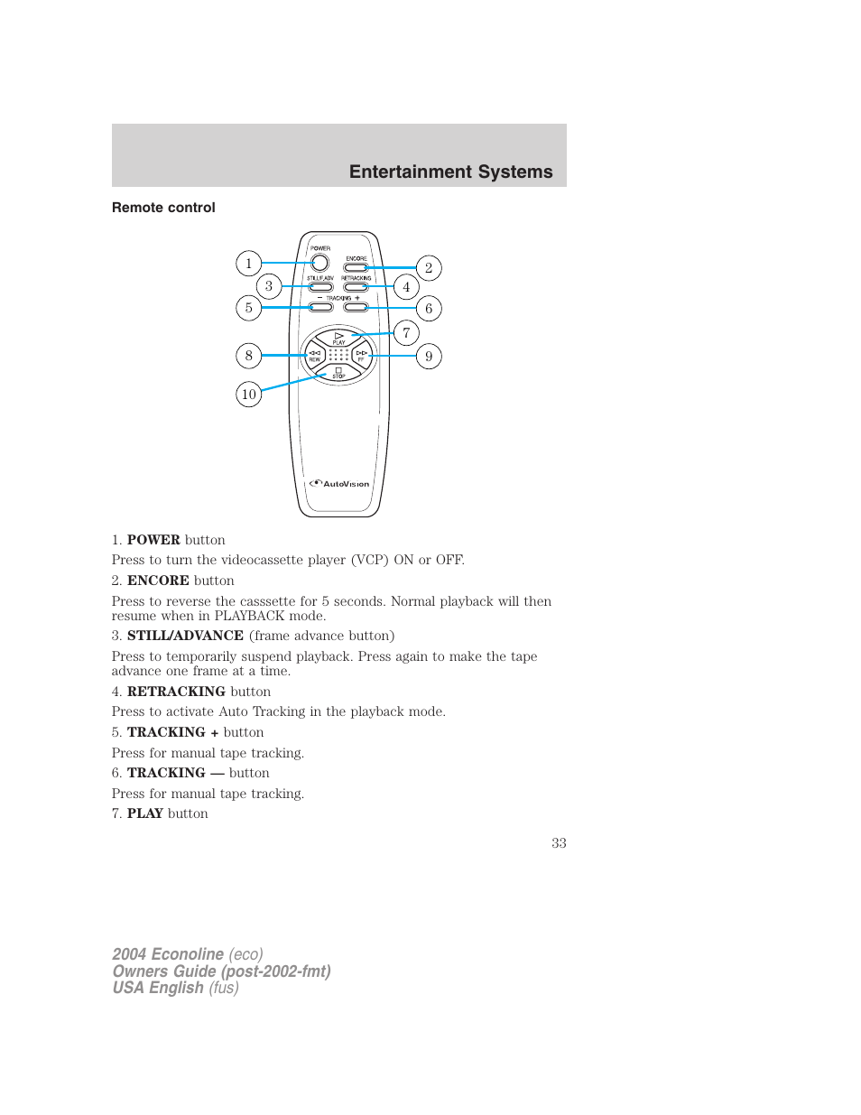 Entertainment systems | FORD 2004 E-450 v.1 User Manual | Page 33 / 240