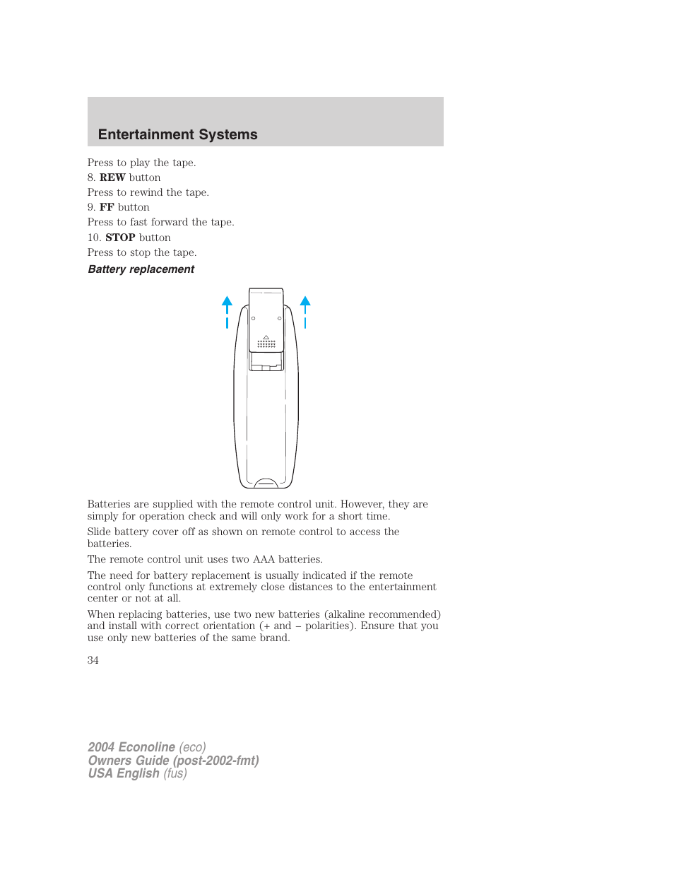 Entertainment systems | FORD 2004 E-450 v.1 User Manual | Page 34 / 240