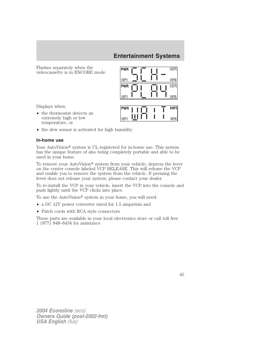 Entertainment systems | FORD 2004 E-450 v.1 User Manual | Page 45 / 240