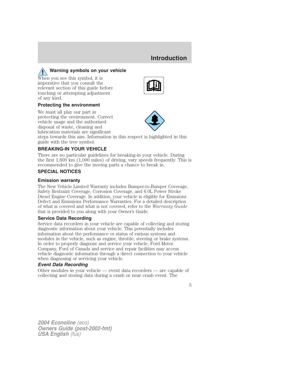 Introduction | FORD 2004 E-450 v.1 User Manual | Page 5 / 240