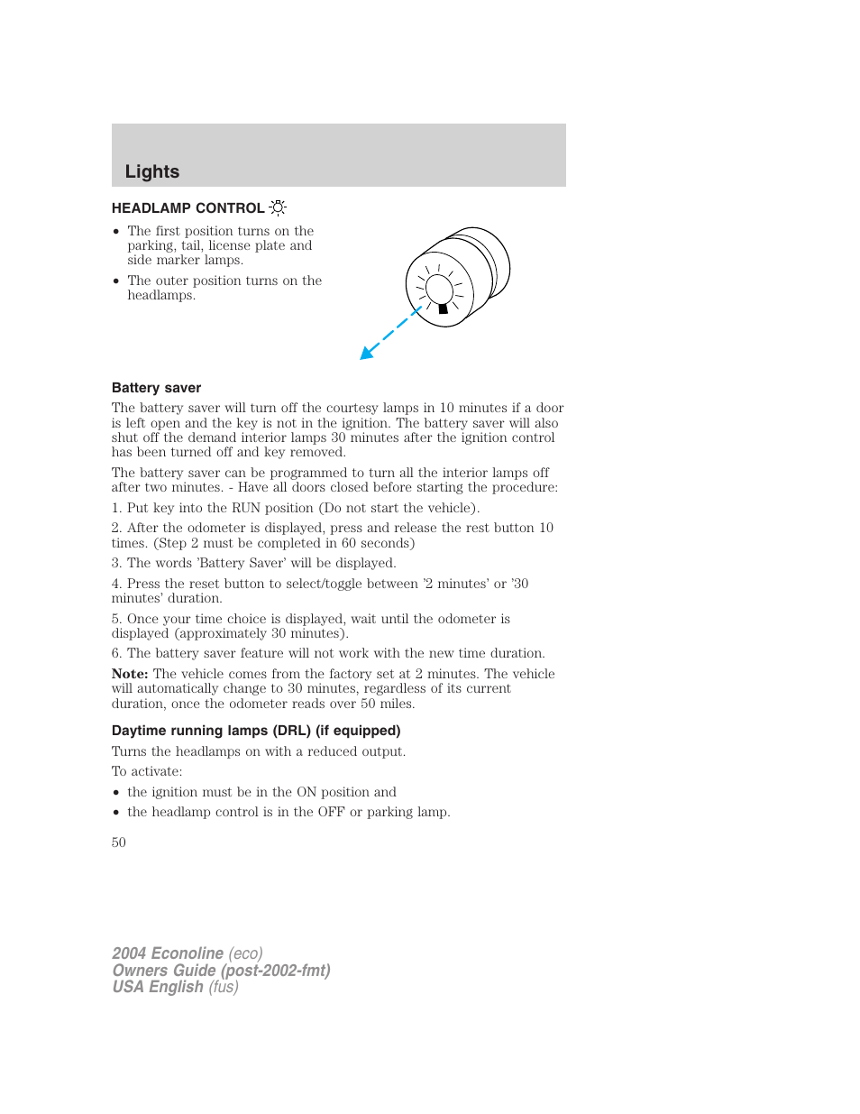 Lights | FORD 2004 E-450 v.1 User Manual | Page 50 / 240