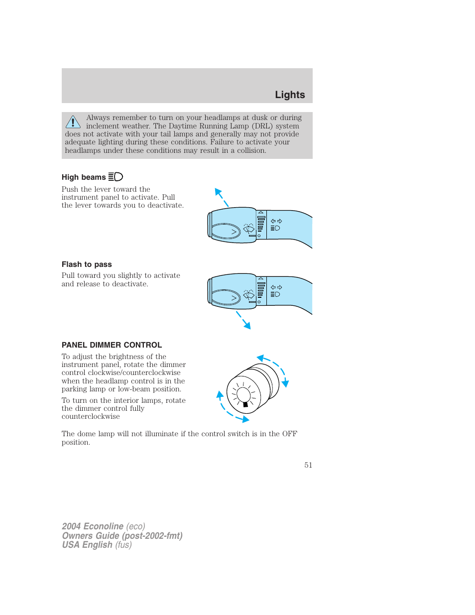 Lights | FORD 2004 E-450 v.1 User Manual | Page 51 / 240