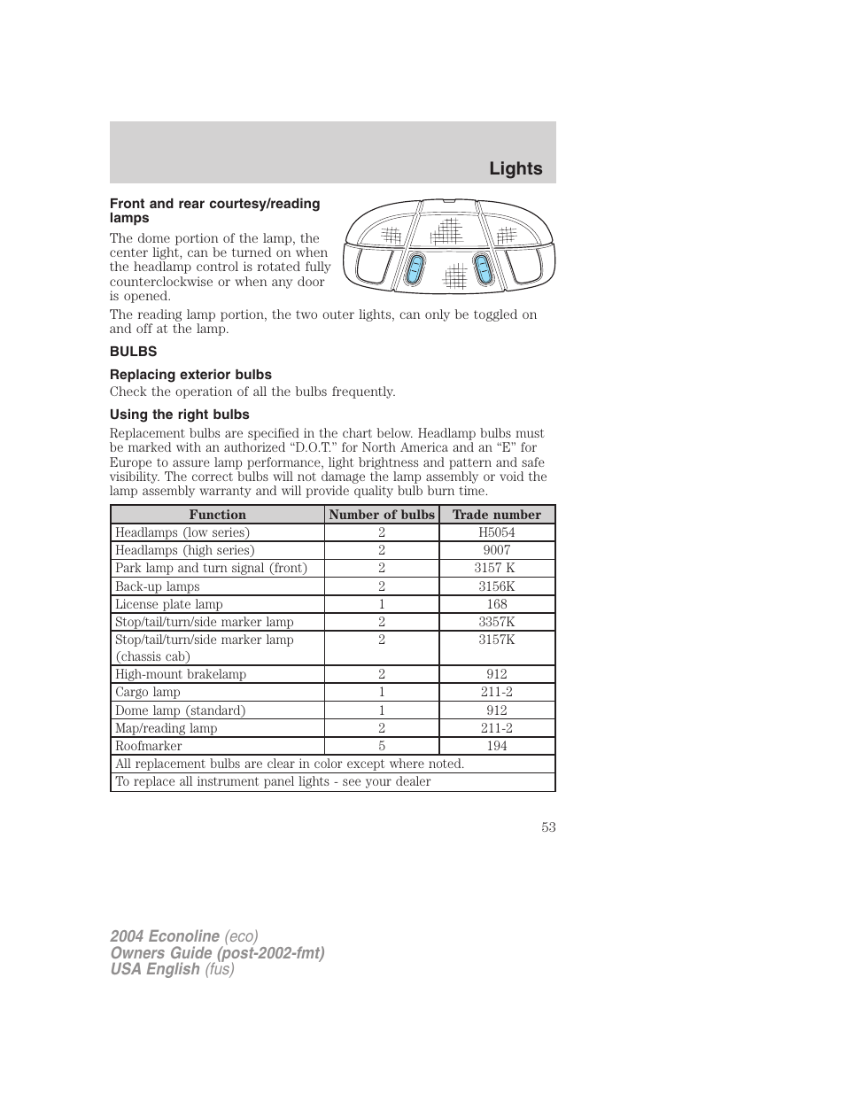 Lights | FORD 2004 E-450 v.1 User Manual | Page 53 / 240