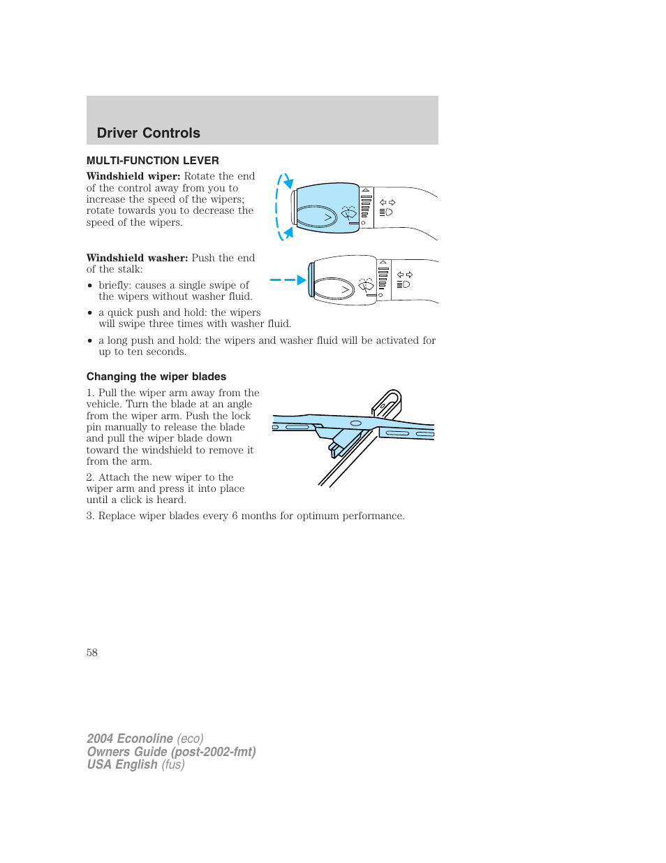 Driver controls | FORD 2004 E-450 v.1 User Manual | Page 58 / 240