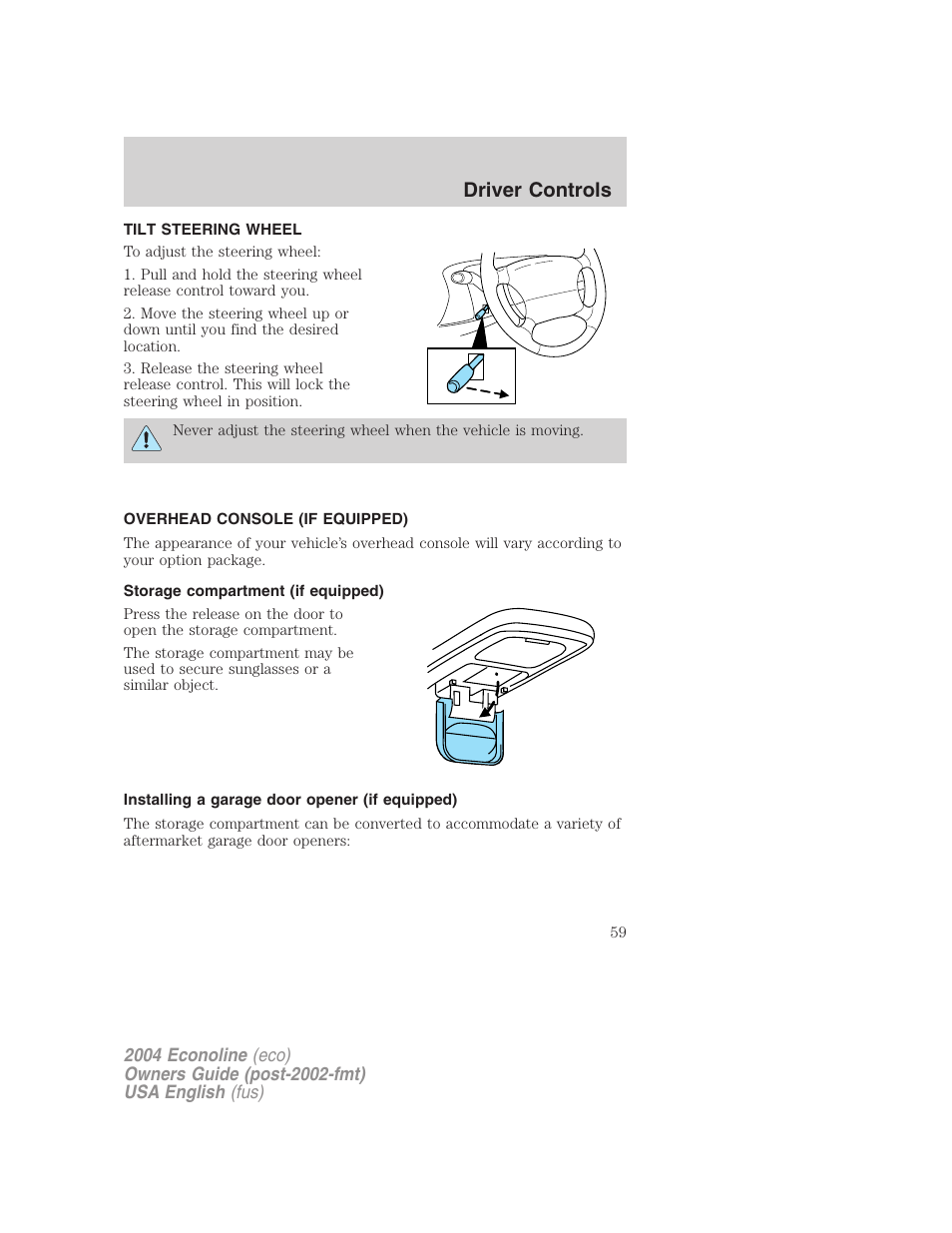 Driver controls | FORD 2004 E-450 v.1 User Manual | Page 59 / 240