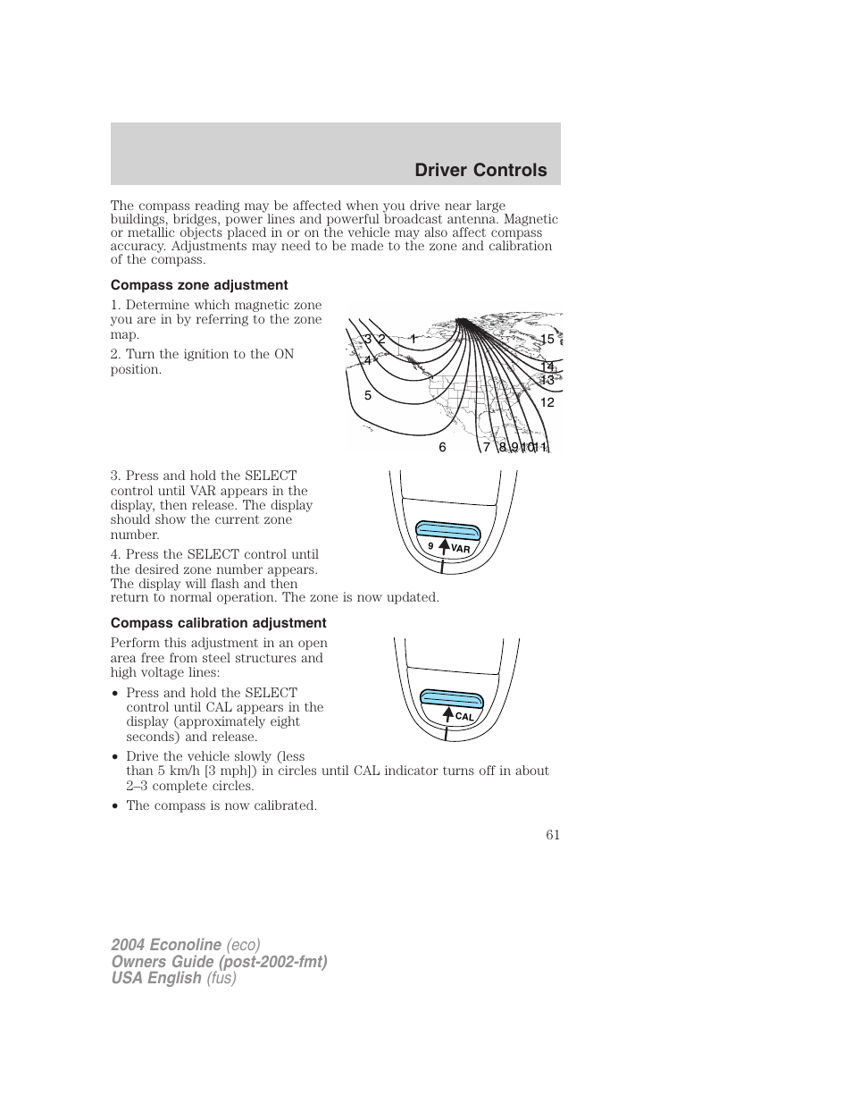 Driver controls | FORD 2004 E-450 v.1 User Manual | Page 61 / 240