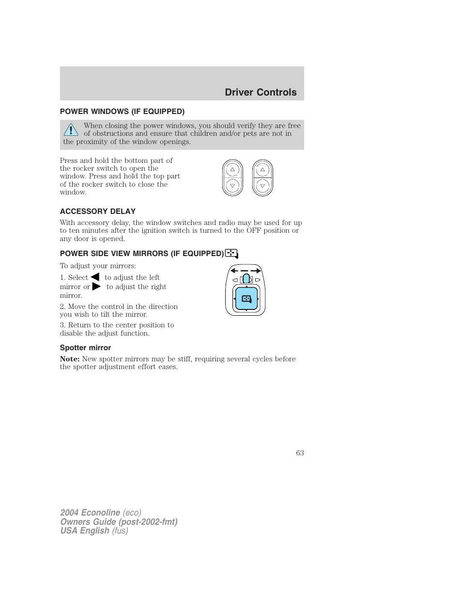 Driver controls | FORD 2004 E-450 v.1 User Manual | Page 63 / 240