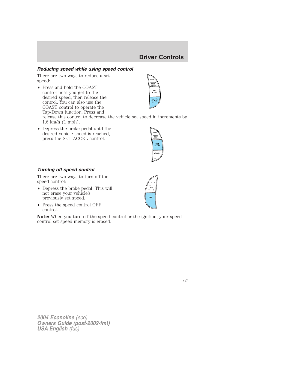 Driver controls | FORD 2004 E-450 v.1 User Manual | Page 67 / 240