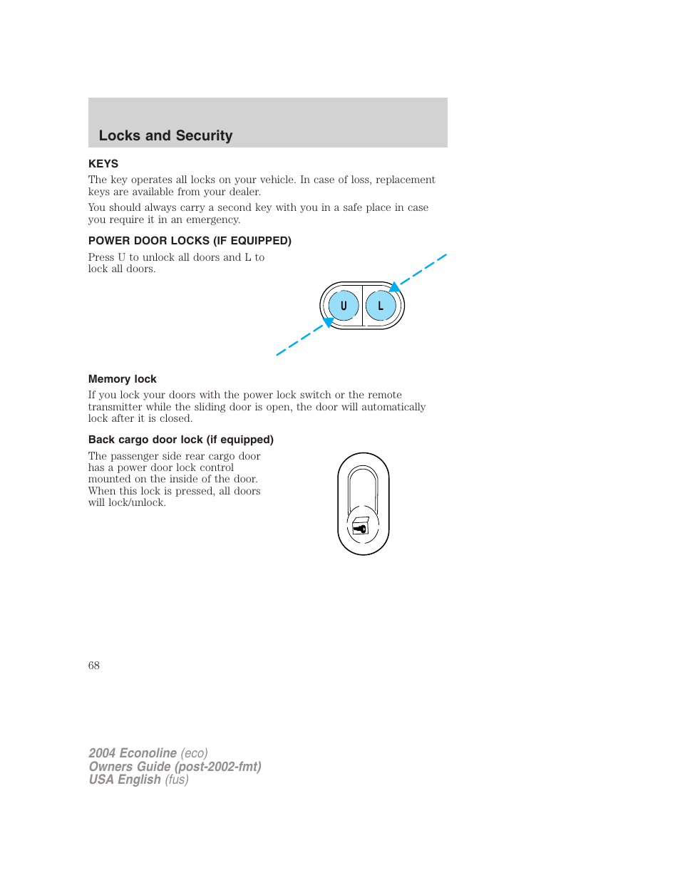 Locks and security | FORD 2004 E-450 v.1 User Manual | Page 68 / 240