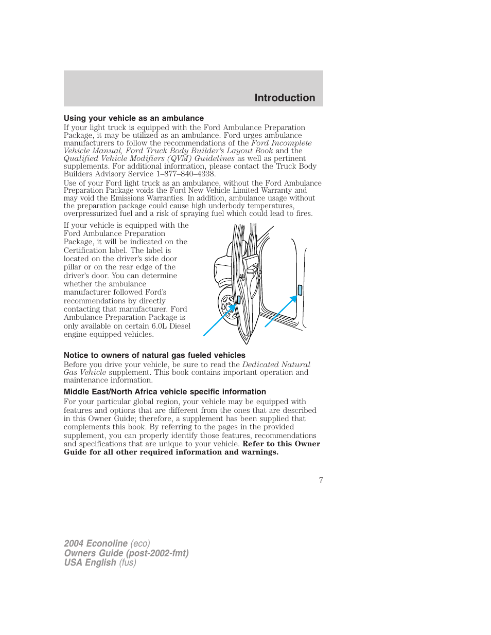 Introduction | FORD 2004 E-450 v.1 User Manual | Page 7 / 240